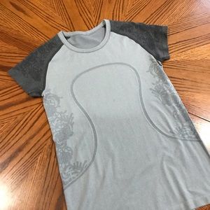 Lululemon Tech top, grey two tone with lace detail